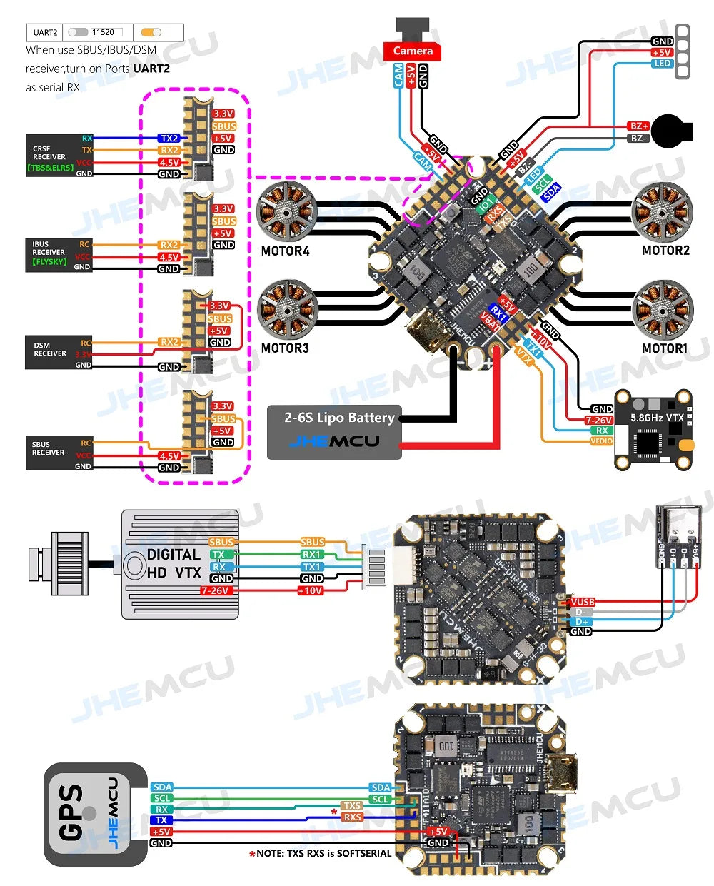 Gehringer Debuskさん専用.4 JHEMCU UPDATED GHF411-HD AIO F4 OSD FLIGHT CONTROLLER AND