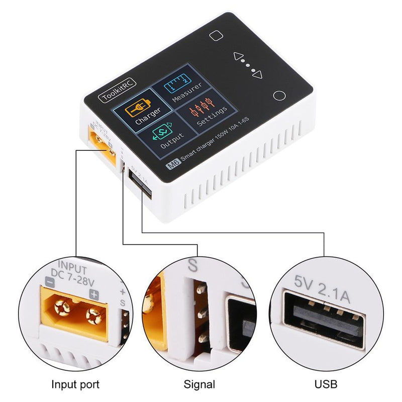 TOOLKITRC M6 V2.0 150W 10A CHARGER, CELL CHECKER & SERVO TESTER