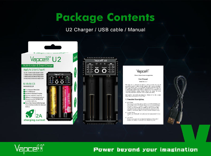 Vapcell U2 Cylincrical Li-ion/Ni-Mh/Ni-Cd battery charger